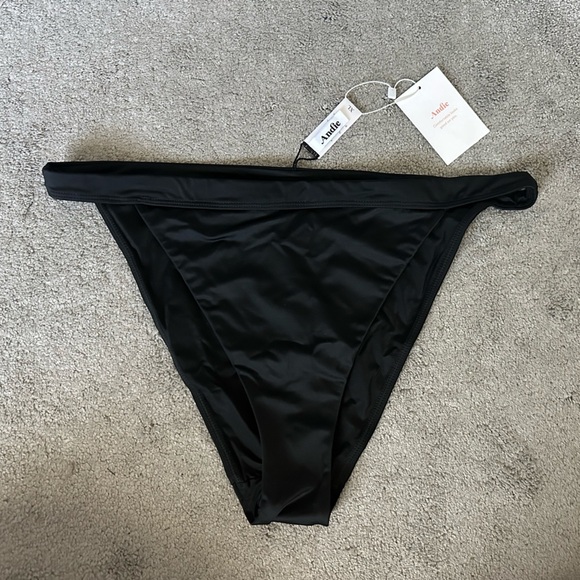 Andie Swim The Caicos Bottom in Black Size XL Sustainable Swim Bikini - Picture 1 of 6